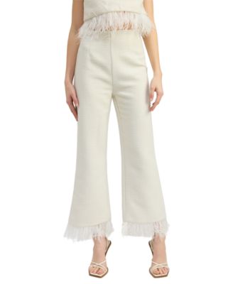 En Saison - Women's Arden High-Rise Feather-Trim Pants