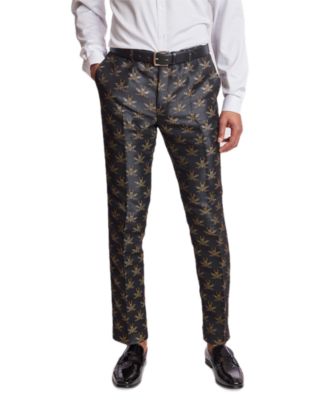 Paisley & Gray - Men's Sloane Slim Fit Bee Print Tuxedo Pants