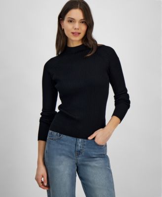 Hooked Up by IOT - Juniors' Mock-Neck Rib-Knit Long-Sleeve Sweater