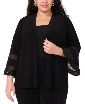 MSK - Plus Size Open-Front 3/4-Sleeve Cover-Up