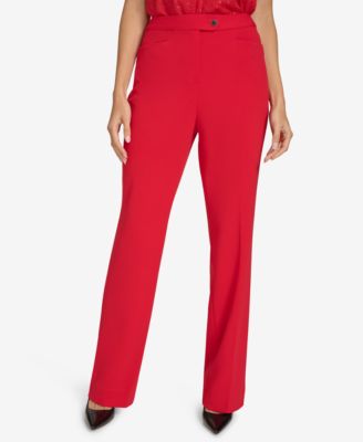 Calvin Klein - Women's Scuba-Crepe High-Rise Straight Pants