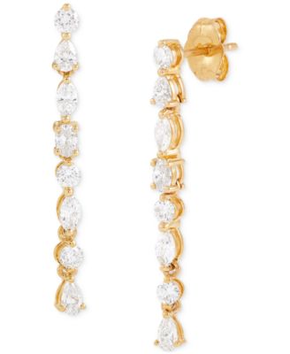 Macy's - Diamond Mixed-Cut Linear Drop Earrings (1 ct. t.w.) in 14k Gold