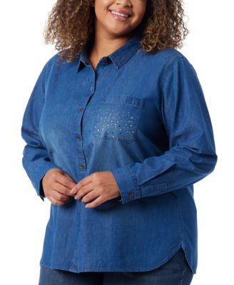 Gloria Vanderbilt - Plus Size Larissa Cotton Studded Denim Shirt
