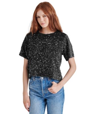 Steve Madden - Women's Cressa Sequined Velvet Top