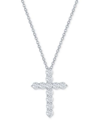 Macy's - Diamond Cross Pendant Necklace (1 ct. t.w.) in 14K Gold, 16" + 2" extender