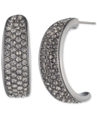 Givenchy - Hematite-Tone Crystal Pav&eacute; Polished Small Hoop Earrings