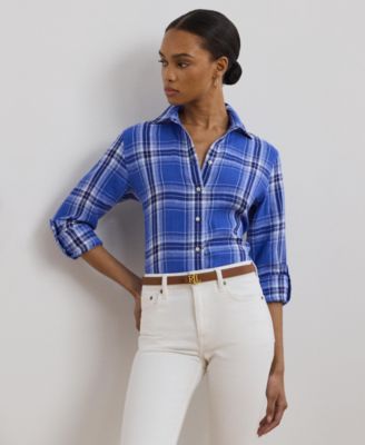 Lauren Ralph Lauren - Women's Classic-Fit Plaid Linen Shirt
