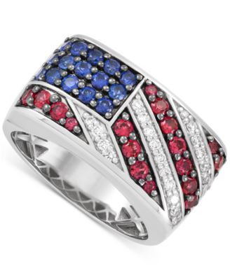 Grown With Love - Lab Grown Multi-Gemstone (2 ct. t.w.) Flag Ring in Sterling Silver