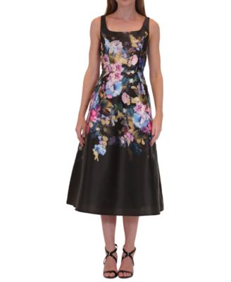 julia jordan - Women's Floral-Embroidered Square-Neck Dress