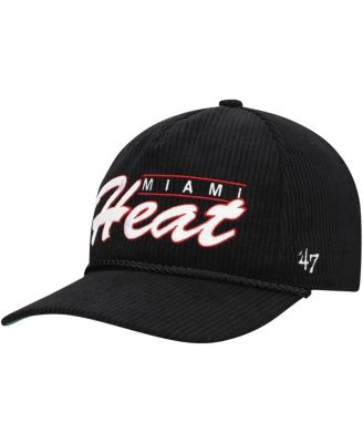 '47 Brand - Men's Black Miami Heat Double Header Sidepatch Cord Hitch Adjustable Hat