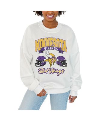 Gameday Couture - Women's White Minnesota Vikings Passing Time Pullover Sweatshirt