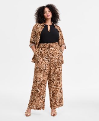I.N.C. International Concepts - Plus Size Cheetah Printed High-Rise Pants
