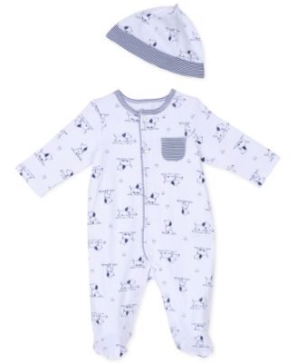 Little Me - Baby Boys' 2-Piece Puppy Toile Coverall & Hat Set