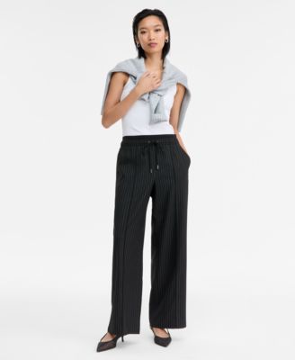 I.N.C. International Concepts - Women's Striped Drawstring Twill Pants