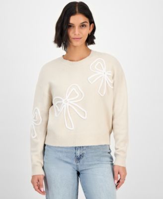 Hooked Up by IOT - Juniors' Soutache Bow Crewneck Sweater