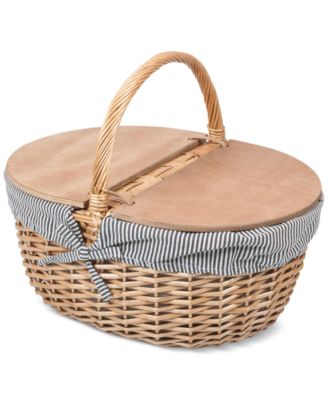 Picnic Time - Country Navy & White Striped Picnic Basket