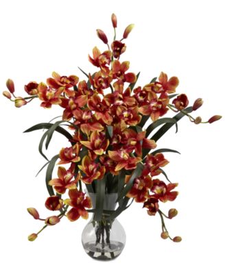 Nearly Natural - Large Cymbidium Artificial Arrangement with Vase