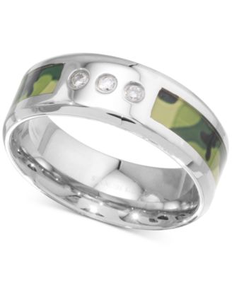 Macy's - Men's Diamond Camouflage Band (1/10 ct. t.w.) in Stainless Steel