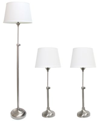 All The Rages - Brushed Nickel Adjustable 3 Pack Lamp Set (2 Table Lamps, 1 Floor Lamp)