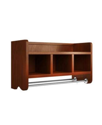 Alaterre Furniture - 25" Bath Storage Shelf With Towel Rod, Chestnut