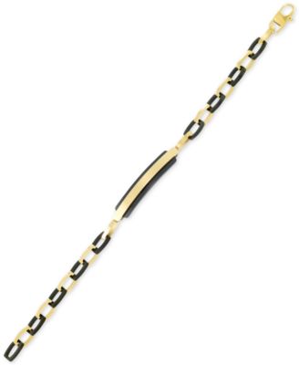 LEGACY for MEN by Simone I. Smith - Two-Tone ID Plate Bracelet in Black & Yellow Ion-Plated Stainless Steel
