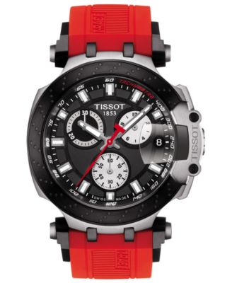 Tissot - Men's Swiss Chronograph T-Sport T-Race Red Silicone Strap Watch 47.6mm