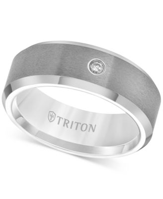 Triton - Men's Tungsten Carbide Ring, Single Diamond Accent Wedding Band