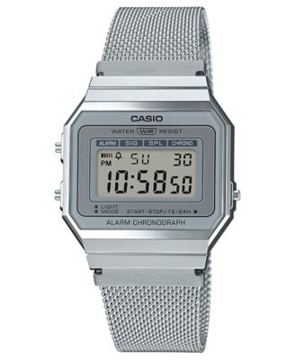 Casio - Unisex Digital Stainless Steel Mesh Bracelet Watch 35.5mm