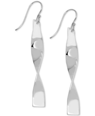 Essentials - Twisted Bar Drop Earrings in Fine Silver-Plate