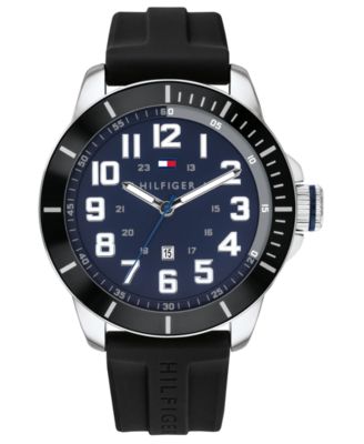Tommy Hilfiger - Men's Black Silicone Strap Watch 44mm