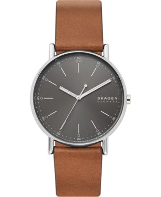 Skagen - Men's Signatur Brown Leather Strap Watch 40mm