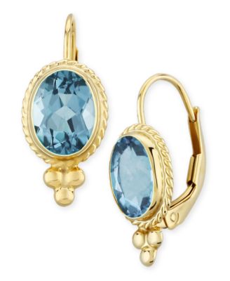 Macy's - Gemstone Twist Gallery Drop Earring in 14k Yellow Gold Available in Amethyst, Blue Topaz, Citrine, Garnet or Peridot