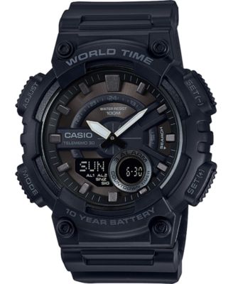 Casio - Men's Analog-Digital Black Resin Strap Watch 50mm