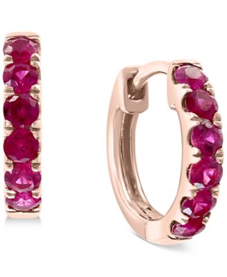 EFFY Collection - Ruby Small Hoop Earrings (1/2 ct. t.w.) in 14k Rose Gold, 0.47" (Also in Sapphire)