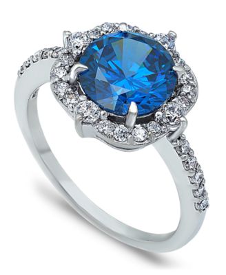 Macy's - Tanzanite Cubic Zirconia Fancy Halo Ring in Fine Silver Plate or 18K Gold Plate