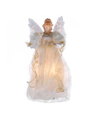 Kurt Adler - 14-Inch Fiber Optic Ivory and Gold Animated Angel Treetop