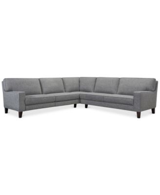 Furniture - Sandrew 3-Pc. Fabric Sectional with 2 Power Foot Rests