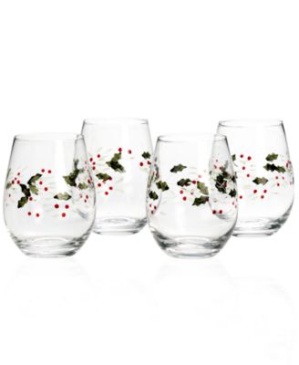 Winterberry - Pfaltzgraff Serveware, Set of 4  Stemless Wine Glasses