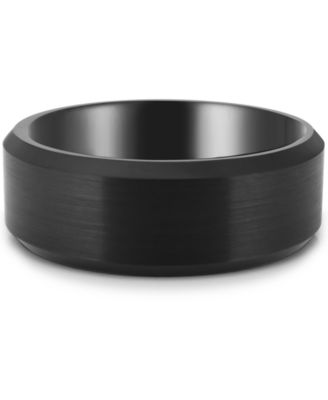 Macy's - Men's Satin Bevel Band in Black Ion-Plated Tantalum