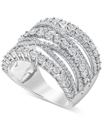 Macy's - Diamond Multi-Row Crossover Statement Ring (1 ct. t.w.) in Sterling Silver