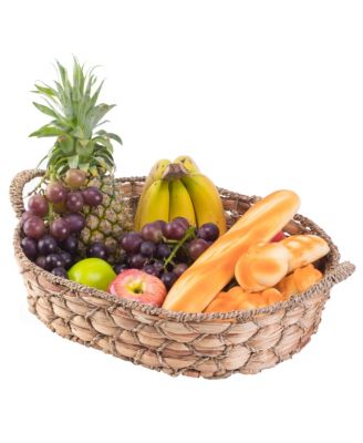 Vintiquewise - Seagrass Large Fruit Bread Basket Tray with Handles