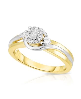Promised Love - Diamond Two-Tone Promise Ring (1/6 ct. t.w.) Sterling Silver & 14k Yellow Gold-Plated Sterling Silver