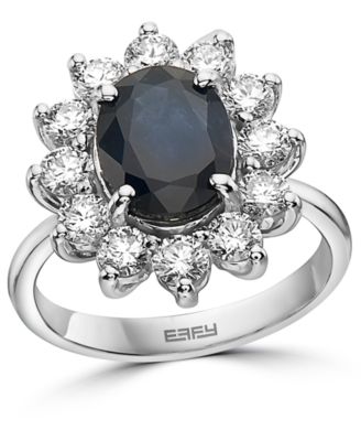 EFFY Collection - Sapphire (2-7/8 ct. t.w.) & Diamond (1-3/8 ct. t.w.) Halo Statement Ring in 14k White Gold
