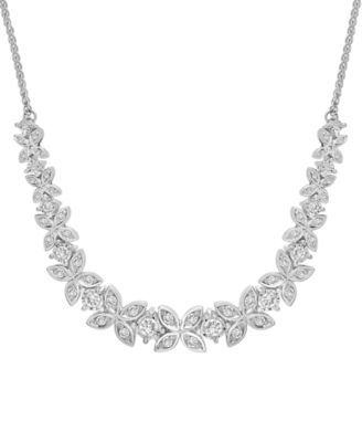 Wrapped in Love - Diamond Butterfly Statement Necklace (1 ct. t.w.) in Sterling Silver, 16-1/2" + 2" extender