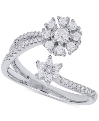 Macy's - Diamond Flower Bypass Ring (1/2 ct. t.w.) in 14k White gold