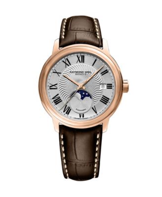 Raymond Weil - Men's Swiss Automatic Maestro Brown Leather Strap Watch 39.5mm