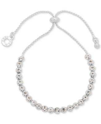 Anne Klein - Silver-Tone Round-Stone Bolo Bracelet