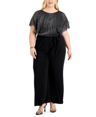 Connected - Plus Size Shimmer-Bodice Jumpsuit