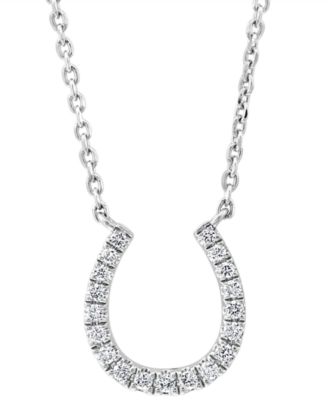 EFFY Collection - Diamond Horseshoe 18" Pendant Necklace (1/6 ct. t.w.) in Sterling Silver
