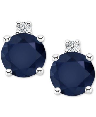 Macy's - Emerald (1/2 ct. t.w.) & Diamond Accent Stud Earrings in 14k White Gold (Also in Ruby, Sapphire, & Tanzanite)